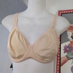 🎄 HANRO of Switzerland Unlined Underwire Bra Beige, 36 D Cotton, Nylon, Spandex